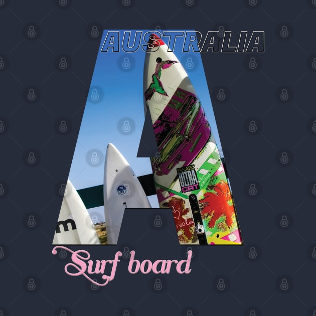 Australia surf board by TeeText