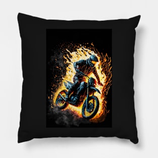 Dirt Bike With Flames Pillow