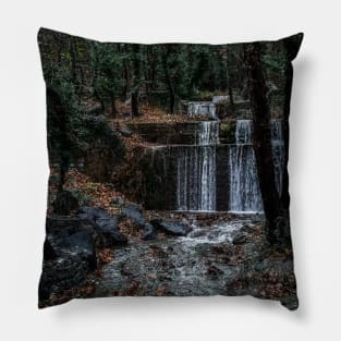 Waterfall in Greek Forest Pillow