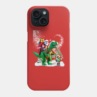 Santa Claus riding a dinosaur with gifts Phone Case