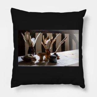 Feather Quill and ink bottles Pillow