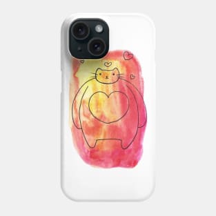 Tiny Head Big Body Watercolor Cat Phone Case