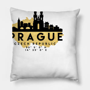 Prague Czech Republic Skyline Map Art Pillow