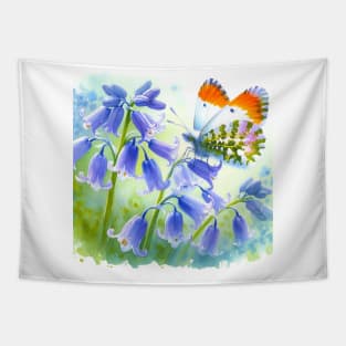 Pop Orange-Tip butterfly - Watercolor Butterfly Tapestry