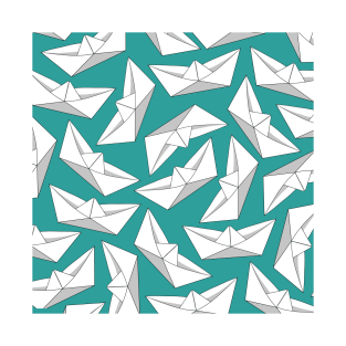 Origami Boat Turquoise T-Shirt