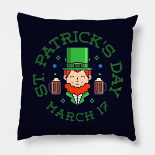 happy st patricks day shamrock leprechaun Pillow