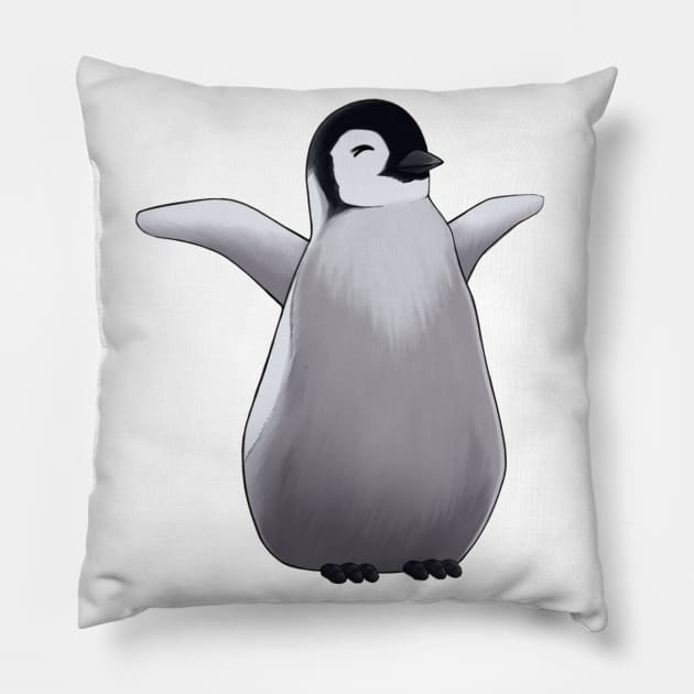 Happy Penguin Pillow by Art_of_Rob