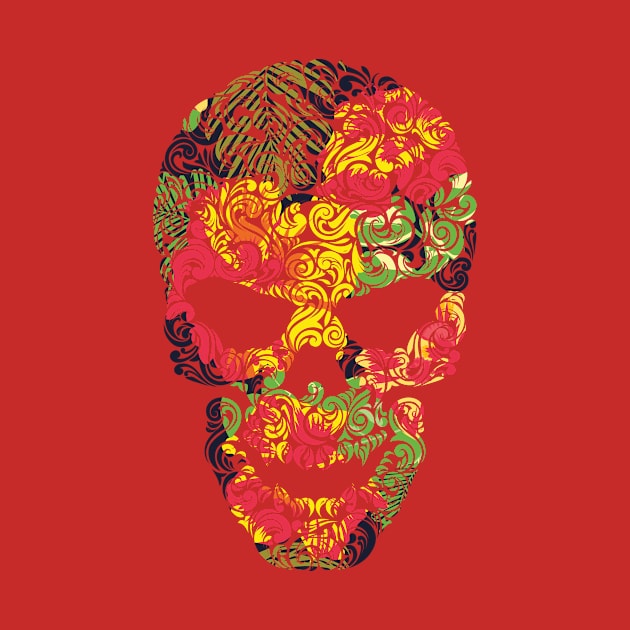 Tropical Floral Skull by dukito