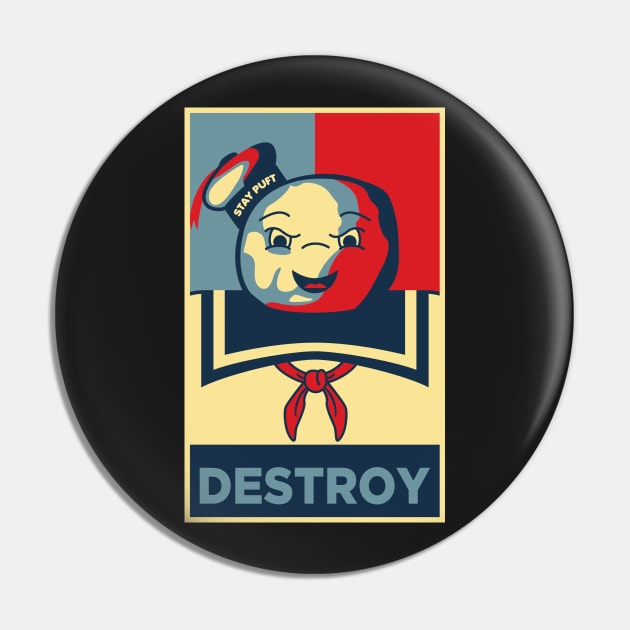 Stay Puft Destroy Ghostbusters Pin by joefixit2