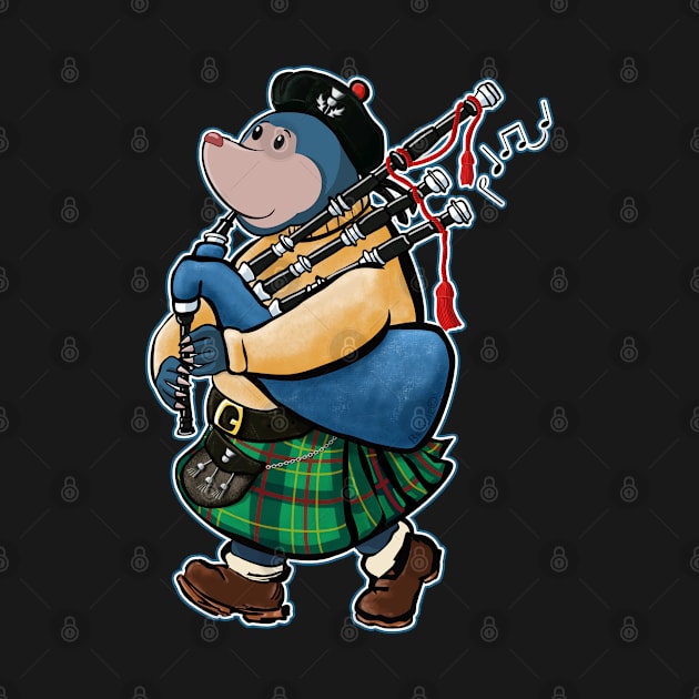 Scottish Mole Of Kintyre Marches With Bagpipes by brodyquixote