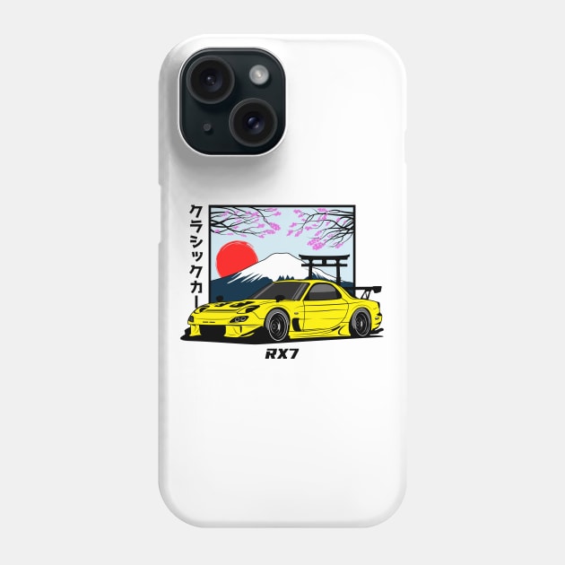 Yellow RX 7 JDM Phone Case by GoldenTuners