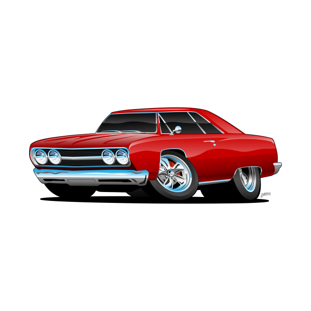 Red Hot Classic Muscle Car Coupe Cartoon by hobrath