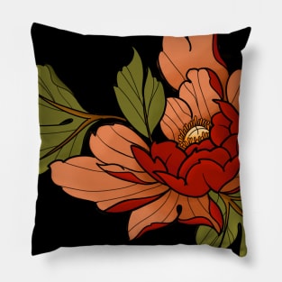 Neo-Traditional Japanese Flower Pillow