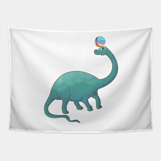 Cute Brontosaurus Playing with a Beach Ball Tapestry