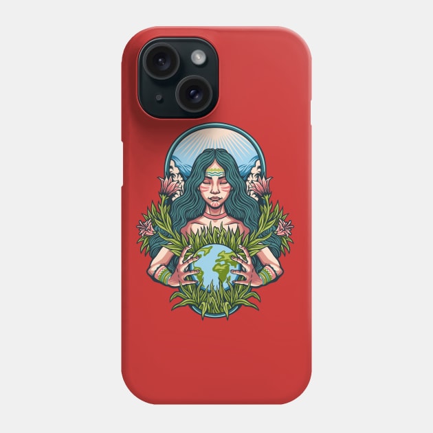 Mother earth illustration Phone Case by Mako Design 