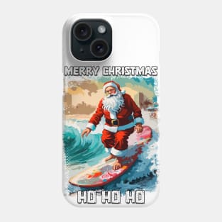 Funny Santa Claus surfing in the summer pop art illustration Phone Case