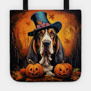 Basset hound Halloween Tote