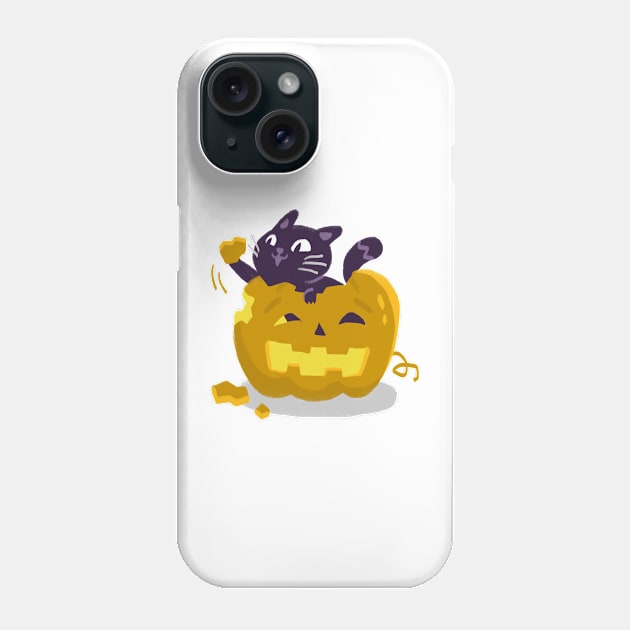 Cat and Pumpkin Halloween Phone Case by Zhuna