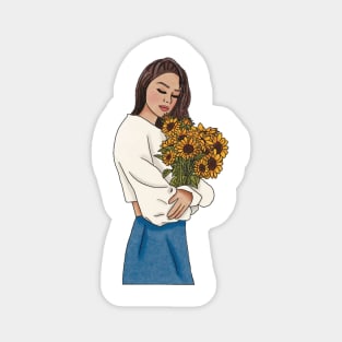 Sunflower girl (6) Magnet