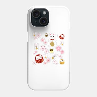 Lucky Cat and Cherry Blossom Medley Phone Case