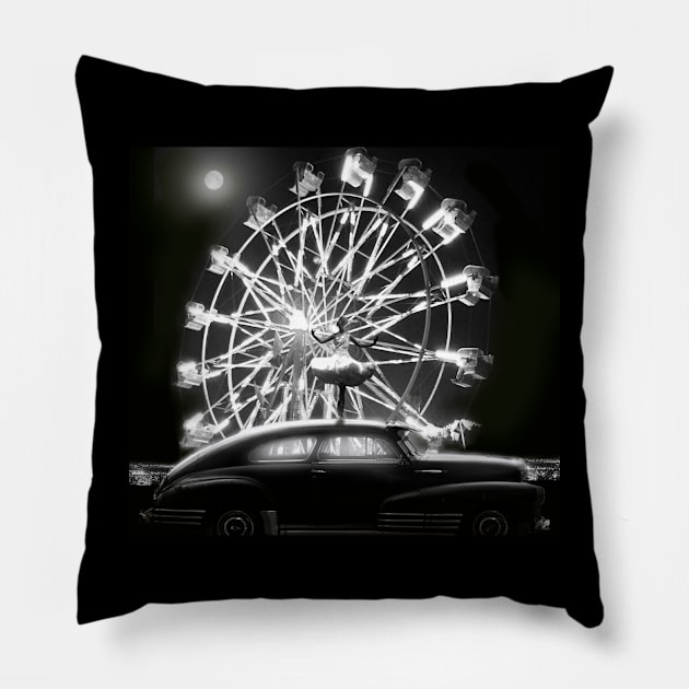 CARNIVAL DANCER AND FERRIS WHEEL Pillow by Larry Butterworth