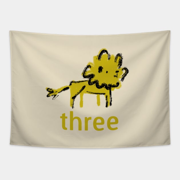 Lion - Three - Third Birthday Design Tapestry by Shelley Johannes Art