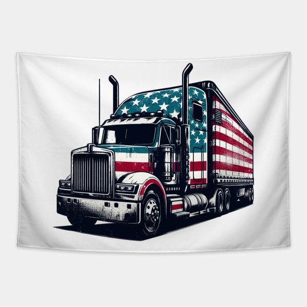 Semi Truck Tapestry by Vehicles-Art