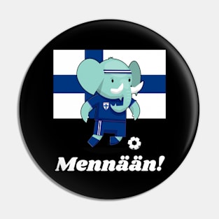 ⚽ Finland Football, Cute Elephant Kicks Ball, Mennään! Team Spirit Pin
