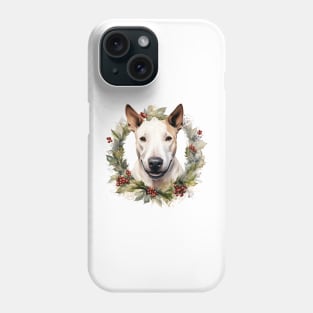 Christmas Bull Terrier Dog Wreath Phone Case