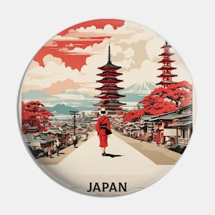 Chiba Japan Vintage Poster Tourism Pin