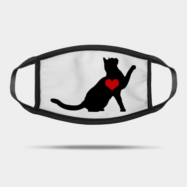 Cat Heart Black Cat Shirt I Love My Cat Catshirt Mask