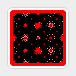 Suns and Dots Red on Black Magnet