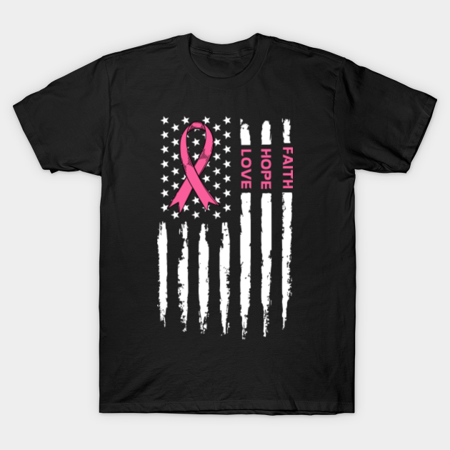 Breast Cancer Awareness T-Shirt American Flag Distressed - Breast ...