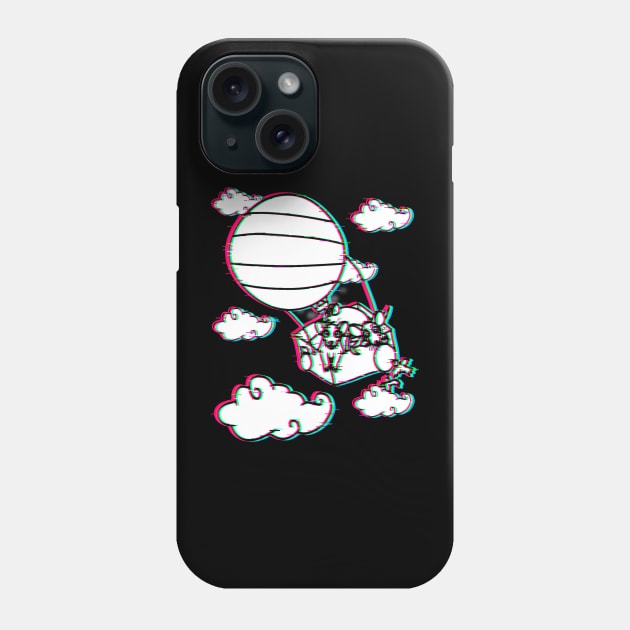 Hot Air Balloon Rats (Glitched Version) Phone Case by Rad Rat Studios