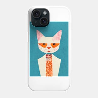 Tokio Cat Retro Poster Vintage Art Cat Wall Illustration Orange Illustration Phone Case