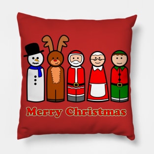 Christmas Wooden Peg Doll T-Shirt Pillow