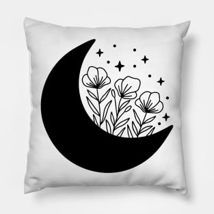 Moon with Flowers Pillow