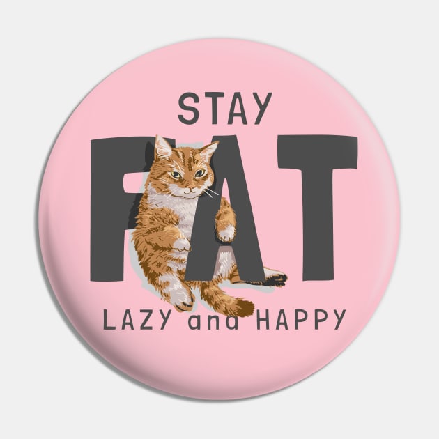 Fat Funny Cat Cartoon Pin by Katheryn's Studio