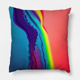 Liquid Colors Flowing Infinitely - Heavy Texture Swirling Thick Wet Paint - Abstract Inspirational Rainbow Drips Pillow