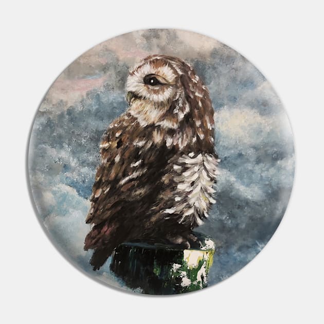 Owl - bird of prey, stunning art of Luna Smith Pin by LuArt Gallery