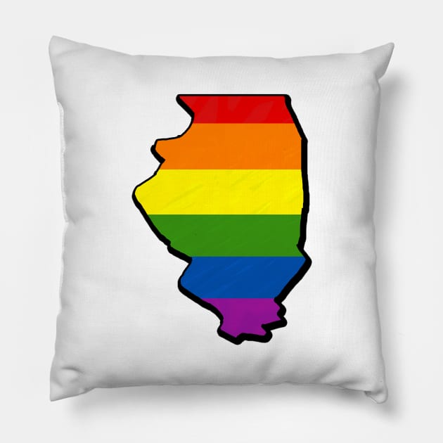 Rainbow Illinois Outline Pillow by Mookle