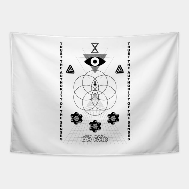 Authority Of The Senses on White Tapestry by SWAMPMEAT