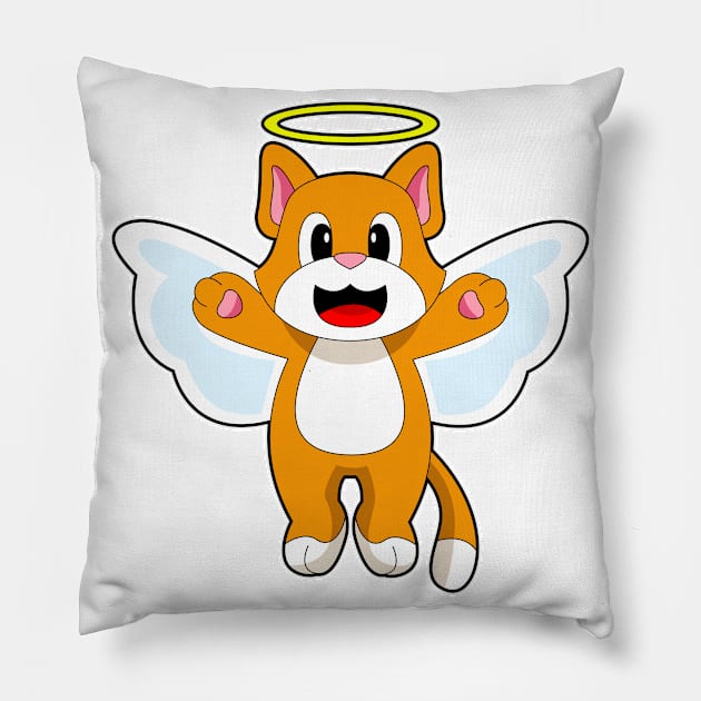 Cat Angel Angel wings Pillow by Markus Schnabel