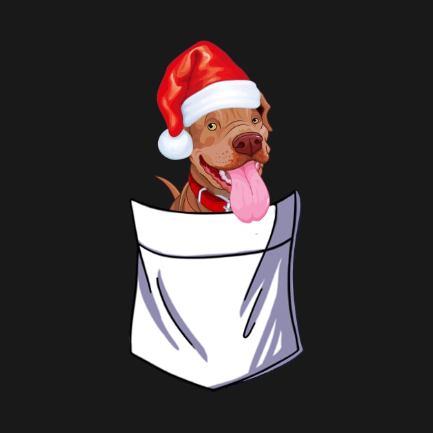 Santa Pitbull Pocket Funny Christmas by TeeAnimals