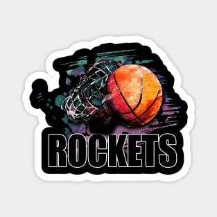 Retro Pattern Rockets Basketball Classic Style Magnet