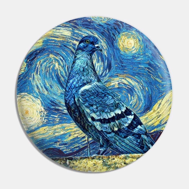 pigeons Van Gogh Style Pin by todos