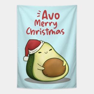 Cute Avo Merry Christmas Avocado in Santa Hat Tapestry