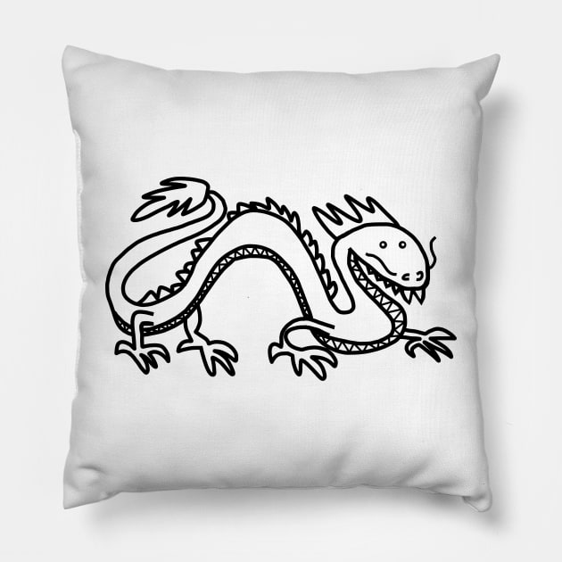 Dragon Line Art Pillow by ellenhenryart