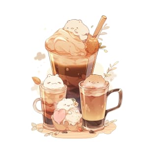 Foodiies Collection - Tripple Double Chocolate Latte With 6 Balls Of Chocolate Ice Cream | Kawaii Aesthetic Anime Food Design | PROUD OTAKU T-Shirt