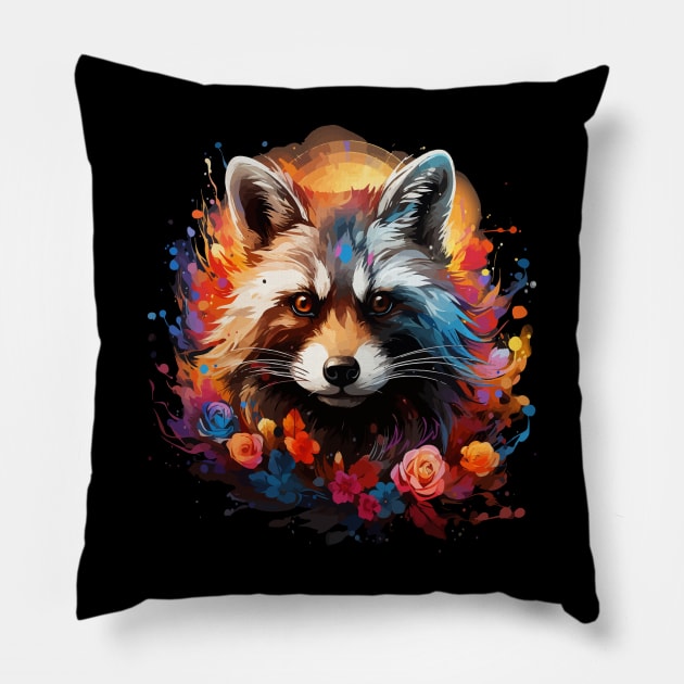 Raccoon Rainbow Pillow by JH Mart